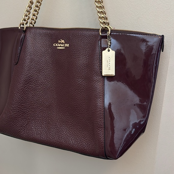 Vintage Coach AVA CHAIN TOTE IN purple SIGNATURE LEATHER - Picture 2 of 11